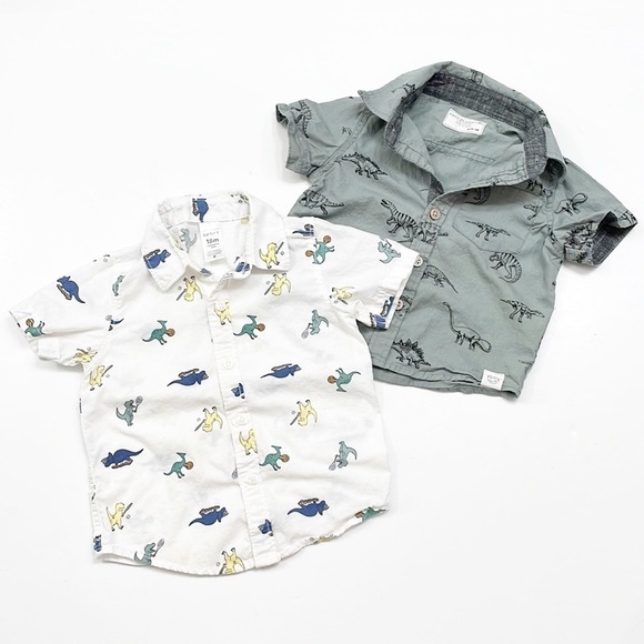 Carter's + Free Planet dinosaur print button down baby boys shirts - Picture 1 of 4